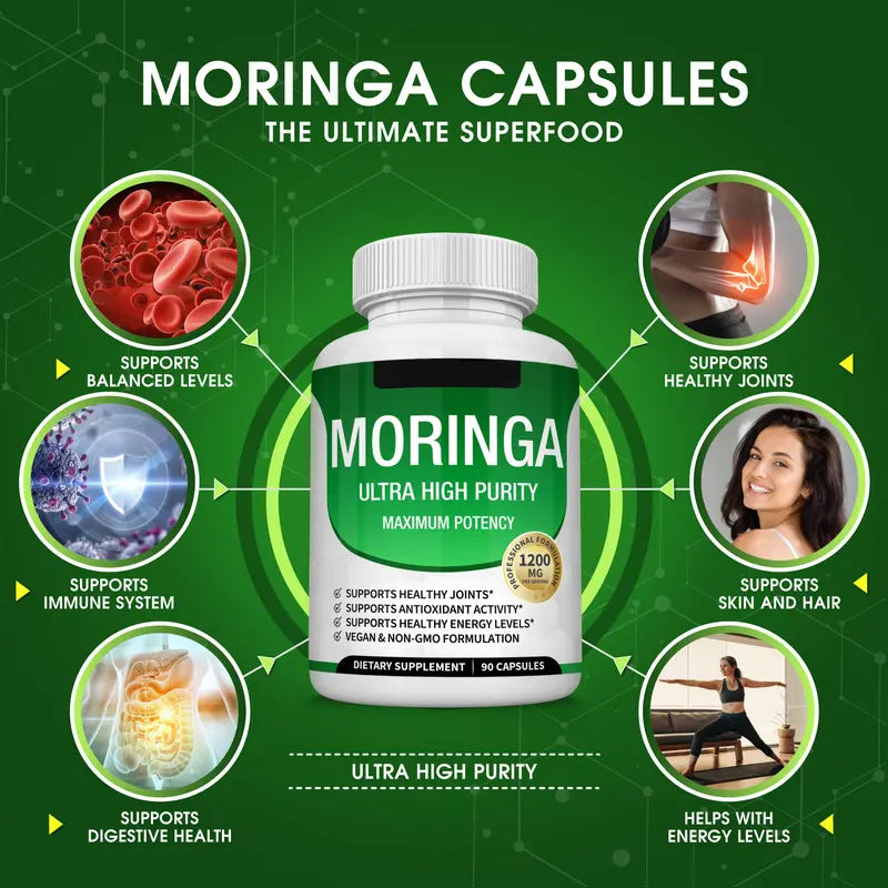 Customization Dietary Supplement Capsules Moringa Leaf Boosts energy & vitality