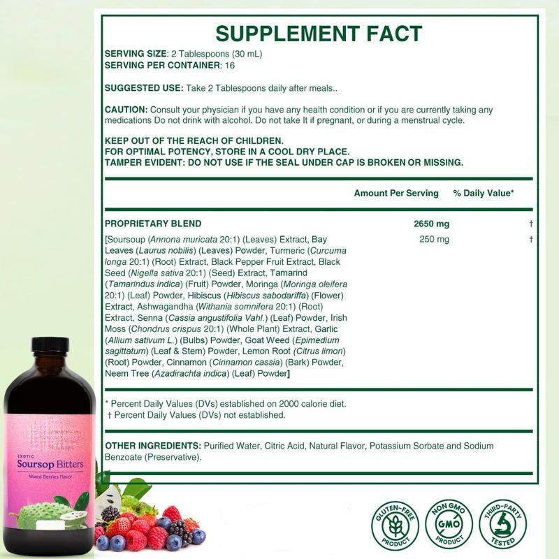 Customization Dietary Liquid Supplements Women's Vitamins Drink Exotic Soursop Bitters Liquid