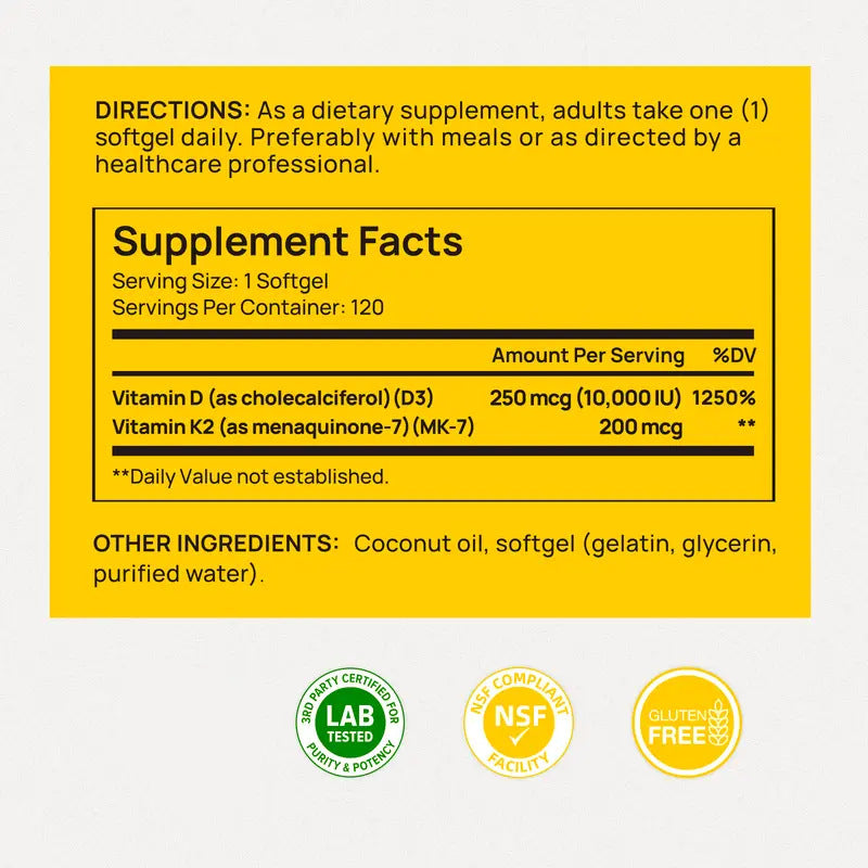 Customization Dietary Supplement Vitamin D3/K2 Coconut Oil Softgel