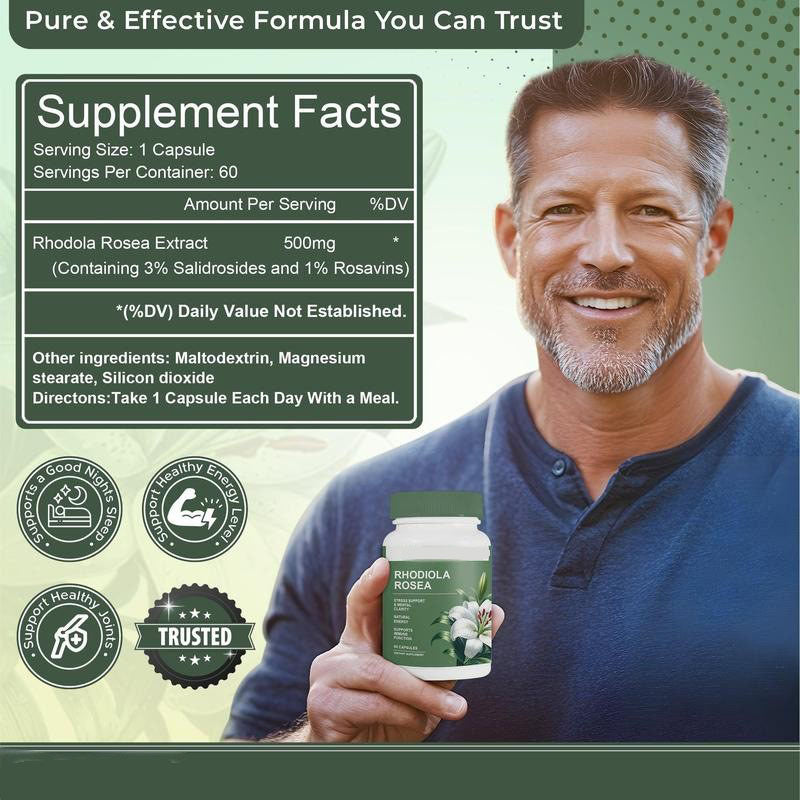 Customization Dietary Supplement Capsules Rhodola Rosea Adaptogen Stress Support