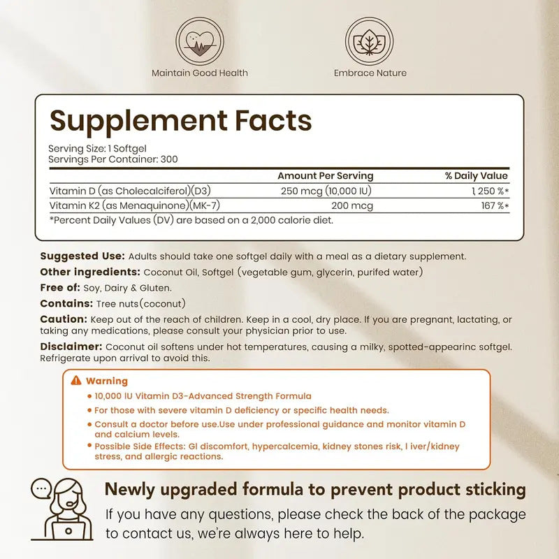 Customization Dietary Supplement Coconut oil Vitamin D3+K2 Softgel