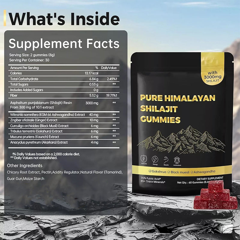 Dietary Supplement Gummies Shilajit Support Immune System Customization 3000mg